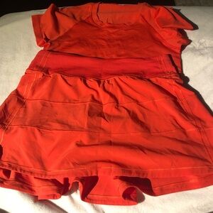 GUC Lululemon Matching Set Skort & TShirt Carnation Red Size 4 Tall